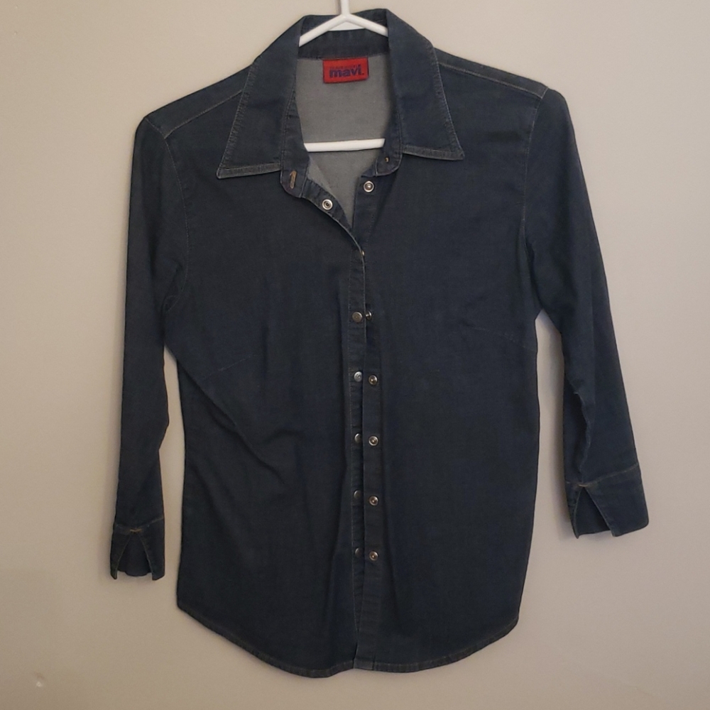 Mavi fitted 3/4 denim shirt
